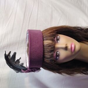 Elegant Purple Velvet Women's Hat with Feather Accent